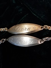 Lot Of 2 Identity Bracelet Speidel Diamond Accent Engraved ID Chain