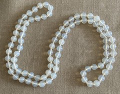 Opaline Opalescent Glass Beaded Vintage Necklace 32” Long