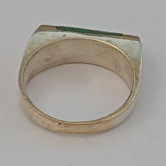 Sterling Silver Ring Green Stone Eilat Minimalist Modernist Men’s Pinky Women