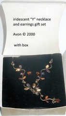 Avon IRIDESCENT “Y” Necklace and Earrings Set in BOX © 2000 Y2K