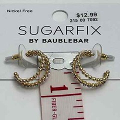 Set Of SugarFix By BaubleBar Rhinestone Hoop Earrings & Chain Link Ring Size 8