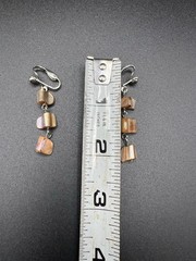 Boho Peach Mother of Pearl Shell Necklace Earring Set Multi Strand Layers Beachy