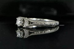 Art Deco Vintage 2Ct Round Cut Lab Created Diamond 14K Gold Over Engagement Ring