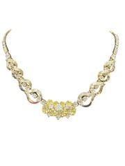 Vintage MCM Necklace Sarah Coventry Clear Yellow Green Rhinestone 16-18″