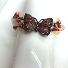 Vintage VCLM Bracelet Butterfly Rhinestone Colorful Boho Anklet fairy cottage