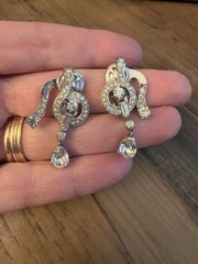 Joseph Mazer Crown Clip On Earrings Clear Rhinestones Rhodium Plated Jomaz