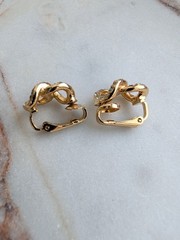 Vintage Christian Dior Gold-Tone Knotted Rope Clip-On Earrings