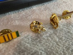 Lot of 4 Vintage Gold Tone Lapel Pins Tie Tacks Alligator Shark Scorpion Bar