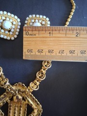Hobe white glass necklace & earrings set