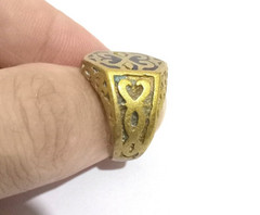 VINTAGE RARE EXTREMELY ANCIENT STYLE ROMAN VIKING LEGIONARY RING BRONZE ARTIFACT