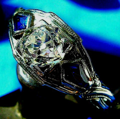 Original EARTH MINED DIAMOND Deco Engagement Ring Solid 18K WHITE GOLD Solitare