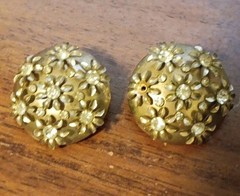 Vintage Barclay Daisy Cluster Rhinestone Clip On Gold Tone Earrings MCM Jewelry