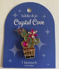 Hildie & Jo Crystal Cove Brooch Cactus In Pot Pin On Nickel Free Jo Ann NWT