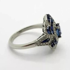 Beautiful Art Deco Style Oval Cut Lab Created Diamond 925 Silver Engagement Ring