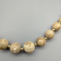 Boho Chic Jasper Genuine Stone Polished Bead Graduated Necklace 19″ Vintage