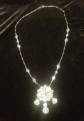 Antique Edwardian/Deco Style Necklace, Paste Rhinestone, Rare Drop Neck, 28 Inch