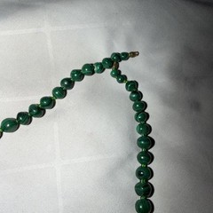 Malachite Bead Necklace Graduated Green Stone Vintage 25 Inch Long Strand