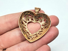 DAVID SIGAL 925 Silver Rose Gold Plated Open Swirl Love Heart Pendant PT4024