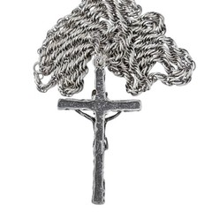 Vintage Sterling Silver 925 Crucifix Pendant Necklace 29″