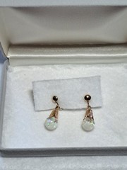 Vtg. Opalite Gold Filled Earrings 1/20th 12K GF Signed Great Condition