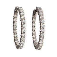 Estate 4.00ct Inside Outside Diamond Hoop Earrings 18k White Gold