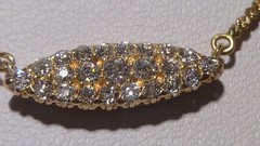 Vintage 14k Yellow Gold Pave Set Clean Shinny Diamonds Eye Shape Necklace