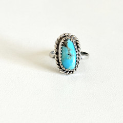 Vintage 925 Sterling Silver Turquoise Southwestern Old Pawn Band Ring Size 4.5