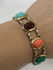 Vintage TARA 5th Ave Egyptian Revival Scarab Parure Necklace Bracelet Earrings