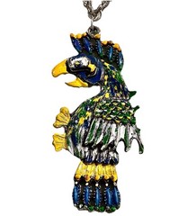 VTG Tropical Parrot Bird Pendant Necklace Large Colorful Statement Maximalist