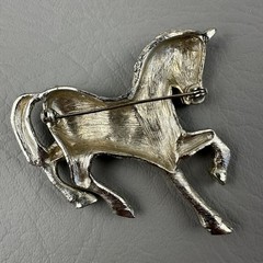 Vintage Horse Brooch Silver Tone Prancing Stallion Equestrian Western Figural
