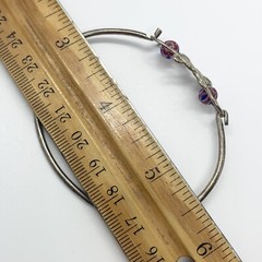VTG MILLEFIORI RED BLUE SILVER BANGLE BRACELET TENSION HOOK CLASP FLORAL