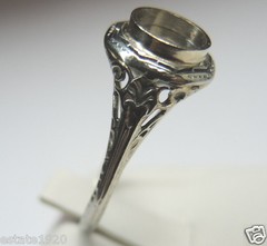 Antique Belais Art Deco Setting 14K White Gold Mounting Mount Hold-7.2-7.3MM