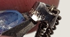 Japan Blue Intaglio Pagoda Opaline Glass Sterling Silver Pendant+Screw Earrings