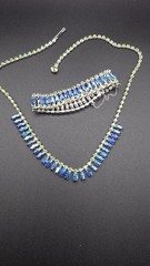 VTG B. David Blue Green Aurora Borealis Rhinestone Choker Necklace & Bracelet