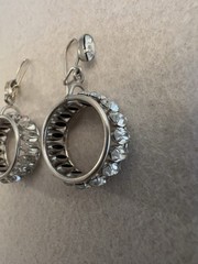 Vintage JMS 10K White Gold & Marquise Rhinestone Dangle Earrings – 5.7 GM – 1950