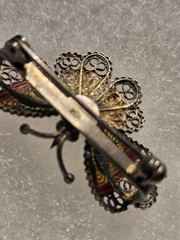Antique silver2 enamel butterfly brooch pin hallmarked 800