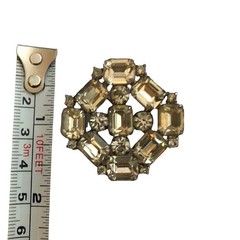 Stunning Vintage Art Deco Large Stone Statement Brooch Clear Stones Glamorous