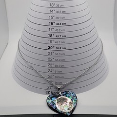 Vintage Heart Necklace Mosaic Cameo Style Iridescent Pendant 23 Inch