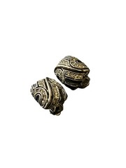 Vintage-Style Silver Black Enamel & Pavé Rhinestone Clip-On Lightweight Earrings