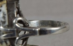 Vintage sterling silver RING Native American R&H landscape jasper Size 7