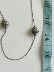 Silver Station Necklace Textured Silver Beads 30” Long Vtg Sustainable Fashion