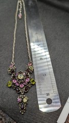 Vintage Hollycraft 1954 Purple Rhinestone Necklace Antiqued Gold Tone