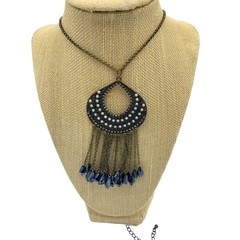 Vintage Antique Gold Tone Medallion Beaded Necklace Boho Necklace