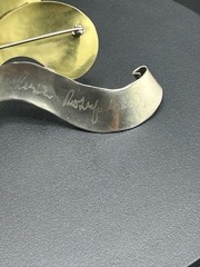 Ruth Rosenfeld Mixed Metal Modernist Brooch 4”