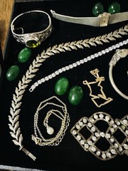 Lot Of 20+ Vintage Costume Jewelry Whiting Davis Bulova Loose Stones & More