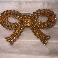 Rhinestone Large Bow Brooch 3 1/2 Inches