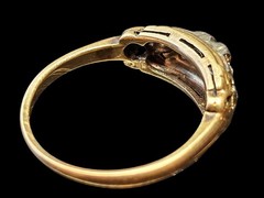 1920s Art Deco Floral Diamond Ring 14K-18K Two-Tone Gold Size 6.5