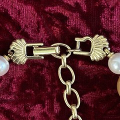 Vintage Faux Pearl Bauble Necklace Pearlescent Champagne Luster Adjustable 17”
