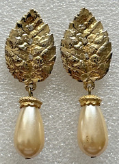 Lot of 4 Vintage Faux Pearl Gold Tone Pierced Earrings 1950s-1960s