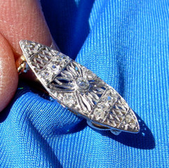 NATURAL EARTH MINED DIAMOND ORIGINAL ART Deco Brooch PLATINUM Filigree Pendant